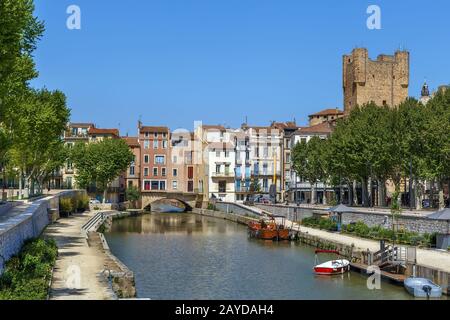 Canal de la Robine, Narbonne, Francia Foto Stock