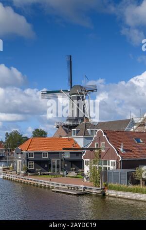 Windmill De Adriaan, Haarlem, Olanda Foto Stock