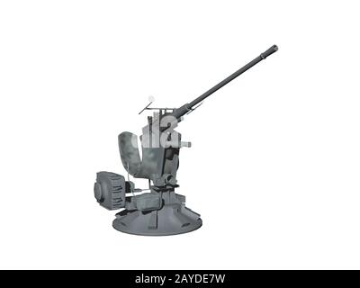 Pistola Flak con sedile su supporto Foto Stock