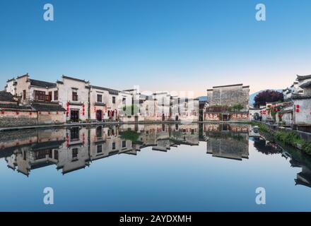 antiche case cinesi al mattino presto Foto Stock