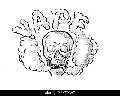 Disegno del tatuaggio di fumo con soffio di Vapper umano Foto Stock