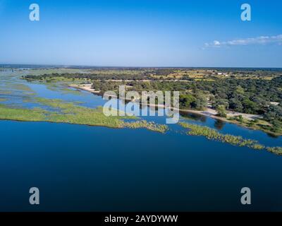 L'Okavango delta del fiume nel nord della Namibia, Africa Foto Stock