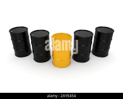 3D rendering botti di nero e giallo Foto Stock