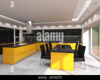 3D rendering cucina moderna Foto Stock