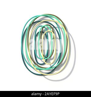 Carattere di linea a tre colori numero 0 ZERO 3D Foto Stock