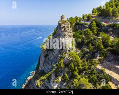 Torre del Verger, montagne Tramuntana, regione Andratx, Maiorca, Isole Baleari. Spagna Foto Stock