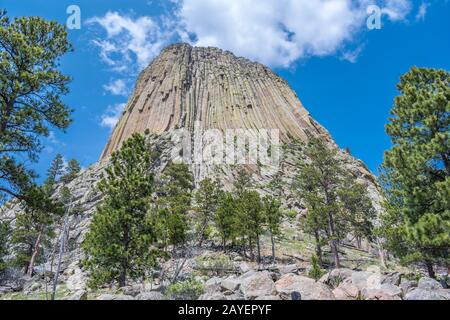 Il famigerato Devils Tower National Monument in Wyoming Foto Stock