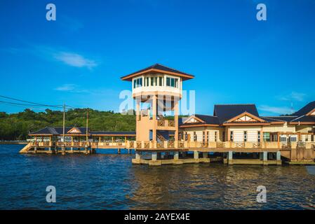 Molo del villaggio acquatico Kampong Ayer in Brunei Foto Stock