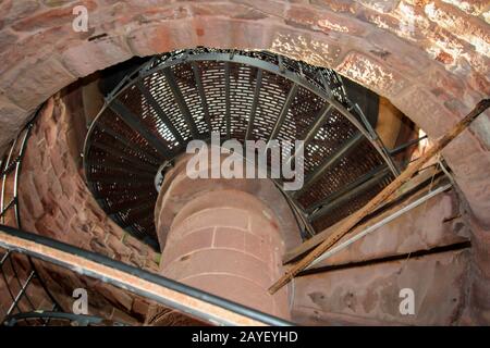 Dettaglio, particolare di una scala a chiocciola in una torre Foto Stock