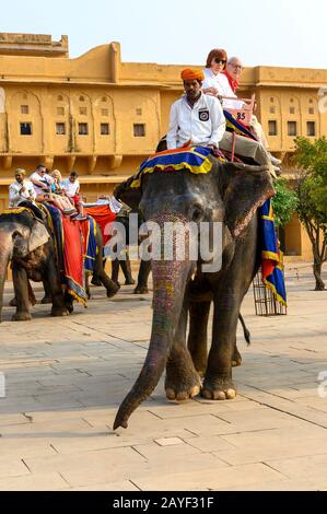 Forte Amber, Jaipur, Rajasthan, India Foto Stock