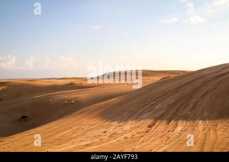 Vista su un paesaggio desertico al sole della sera Foto Stock