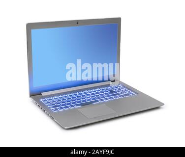 Notebook con retroilluminazione blu della tastiera Foto Stock