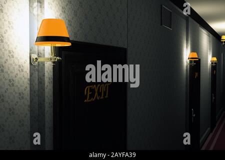 Fancy Hotel Corridor Interior 3d Illustrazione Foto Stock