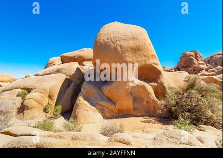 Rock a forma di cranio nel Joshua Tree National Park USA Foto Stock
