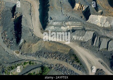 Estrazione di pietra in cava a Viroin, Belgio, Henegouwen, Maasvallei, Viroin Foto Stock