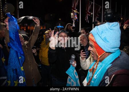 Londra, Regno Unito. 31st Gen 2020 Lasciate il sostenitore alla celebrazione della Brexit su Parliament Square, London Credit: Sarah Rajabalee/Alamy Live News Foto Stock