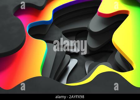 Immagine astratta di un imbuto con linee di fantascienza arcobaleno Foto Stock