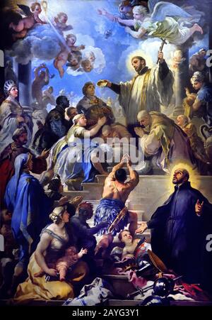 San Francesco Saverio battezzando gli indiani 1680 Luca Giordano 1634-1705 è stato un pittore italiano tardo barocco, Italia, Foto Stock