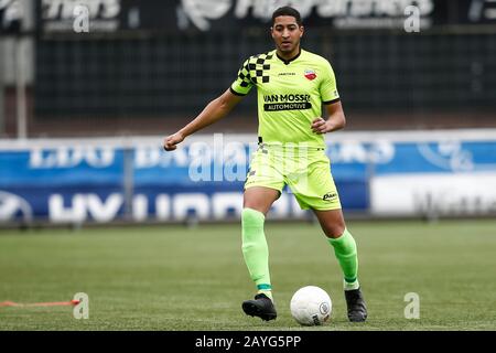 Spakenburg, Paesi Bassi. 15th Feb, 2020. Spakenburg, 15-02-2020, De Westmaat Tweede Divisie, calcio olandese, stagione 2019-2020, Kozakken Boys giocatore Norichio Nieveld durante la partita IJsselmeervogels - Kozakken Boys credito: Pro Shots/Alamy Live News credito: Pro Shots/Alamy Live News Foto Stock