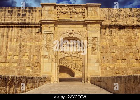 Fortificazioni di Birgu a Malta Foto Stock