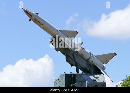 Missile al Museo del Aire a Cuba. Il Museo del Aire è stato un museo nazionale aeronautico situato nel sobborgo sud-ovest di Havana Foto Stock