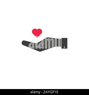 icona mani del cuore, design piatto migliore icona vettoriale Illustrazione Vettoriale