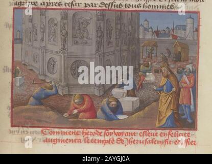 Français 405 fol. 113 ricostruzione del Tempio di Jérusalem. Foto Stock