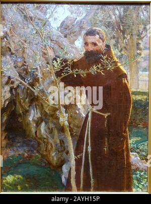 Monk francescano nel Giardino del Getsemani, di John Singer Sargent, 1905-1906, olio su tela Foto Stock