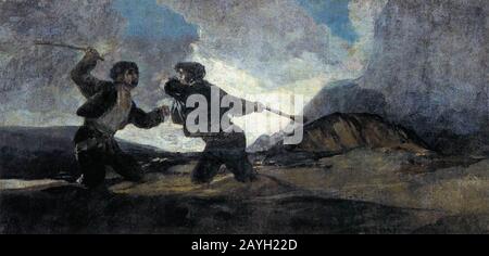 Francisco de Goya y Lucientes - Duel con I Cudgels Foto Stock