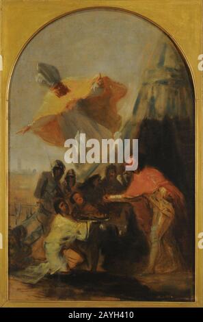 Francisco José de GOYA Y Lucientes - Aparición de San Isidoro al Rey Fernando el Santo ante los Muros de Sevilla Foto Stock