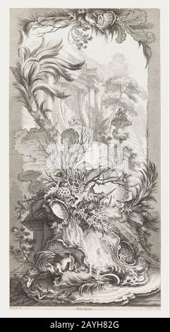 François Boucher - Rocaille (Rococo Design), a Nouveaux Morceaux pour des Paravents (nuovi concetti Per Gli Schermi) Foto Stock