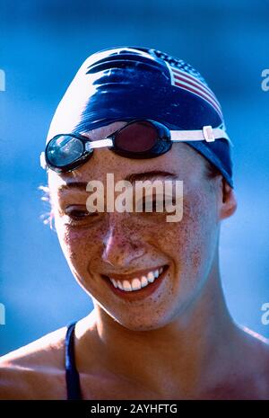 Amy Van Dyken (USA) in gara ai Campionati mondiali di Aquatics del 1994 Foto Stock