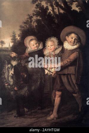 Frans Hals - Tre Bambini Con Un Carrello Goat Foto Stock