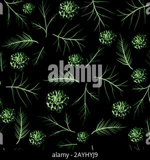 mano disegnare fiori belli con rami senza cuciture modello Foto Stock