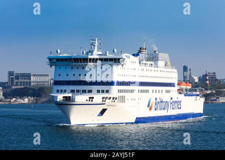 Brittany Ferries MV Armorique in partenza da Plymouth Foto Stock