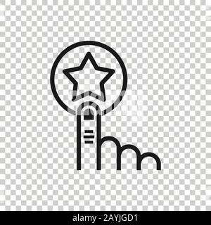 Fare clic su carta fedeltà icona in stile appartamento. Mano a premiare illustrazione vettoriale bianco su sfondo isolato. Sconto concetto di business. Illustrazione Vettoriale