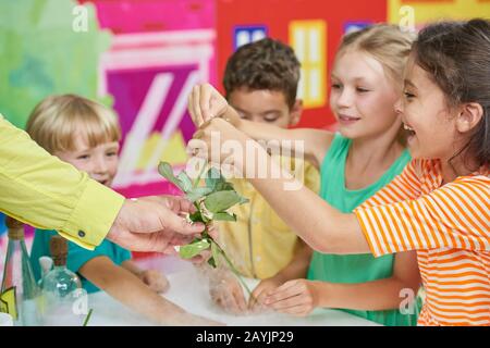 animazione per bambini, ghiaccio secco e azoto, fumo per bambini, ghiaccio  secco e azoto liquido Foto stock - Alamy