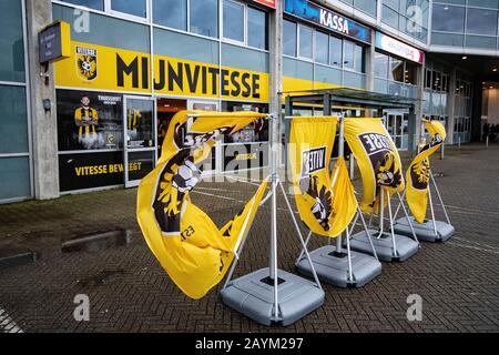 Arnhem, Nederland. 16th Feb, 2020. Arnhem, Vitesse - Heerenveen, GelreDome, 16-02-2020, calcio, olandese Eredivisie, 2019/2020, ventoso circostanze al di fuori dello stadio GelreDome prima della partita Vitesse - Heerenveen Credit: Pro Shots/Alamy Live News Foto Stock
