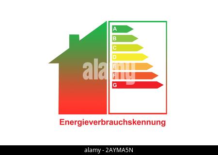 Labile di efficienza energetica lables per una singola casa di famiglia, Germania Foto Stock
