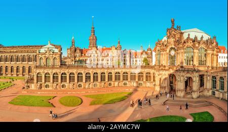 Dresda, GERMANIA - 20 MAGGIO 2018: Il palazzo Zwinger di Dresda è una destinazione turistica popolare in Sassonia e Germania Foto Stock