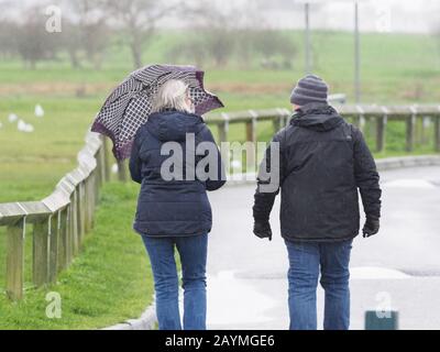 Sheerness, Kent, Regno Unito. 16th Feb, 2020. Tempo nel Regno Unito: Forte pioggia in Sheerness, Kent a causa di Storm Dennis. Credito: James Bell/Alamy Live News Foto Stock