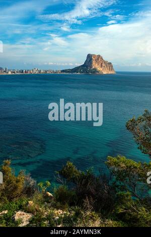 Il picco roccioso del Penon d'Ifach, Calpe, Calp, Costa Blanca, Spagna Foto Stock