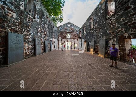 Le rovine della chiesa di San Paolo a Melaka (Melacca) Malesia. Ex colonia olandese. Foto Stock