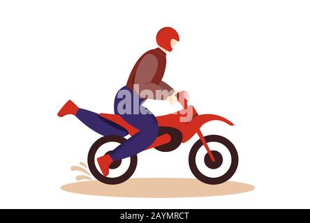 Biker maschio in mountain bike in casco protettivo isolato su sfondo bianco Illustrazione Vettoriale