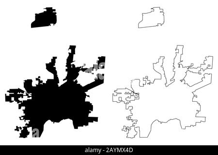 Dayton City, Ohioa (città degli Stati Uniti, Stati Uniti d'America, città degli stati uniti) mappa vettore illustrazione, abbozzare schizzo Città di Dayton mappa Illustrazione Vettoriale