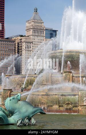 Buckingham Fountain, Grant Park di Chicago, USA Foto Stock