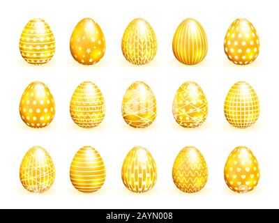 Set di uova di Pasqua isolato su sfondo bianco. Illustrazione Vettoriale Illustrazione Vettoriale