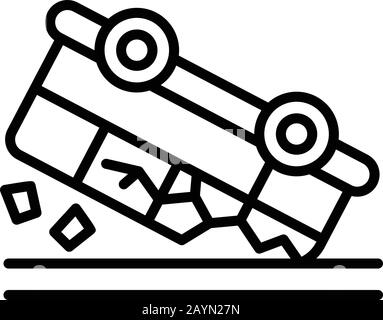 Icona incidente in autobus, stile di contorno Illustrazione Vettoriale