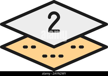 Icona della linea piatta a colori della carta assorbente a due strati. Illustrazione Vettoriale