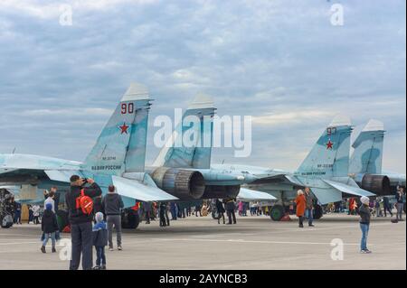 Festa militare dell'aviazione, mostra di caccia marina, Chkalovsk, regione di Kaliningrad, Russia, 19 ottobre 2019 Foto Stock